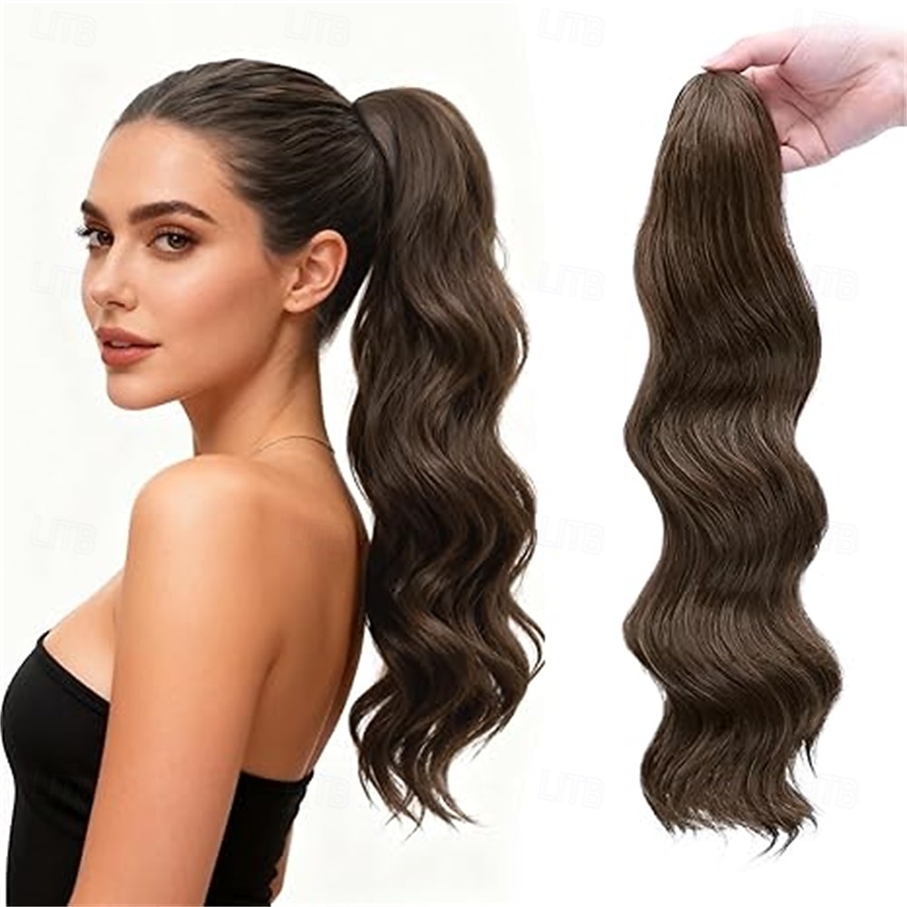 Extension queue de cheval à pince, 50 cm (20 pouces), noire, bouclée et ondulée, avec pince, pour femme. Cheveux synthétiques souples et naturels, parfaits pour un usage quotidien. de 2026 ? $14.99 –P4