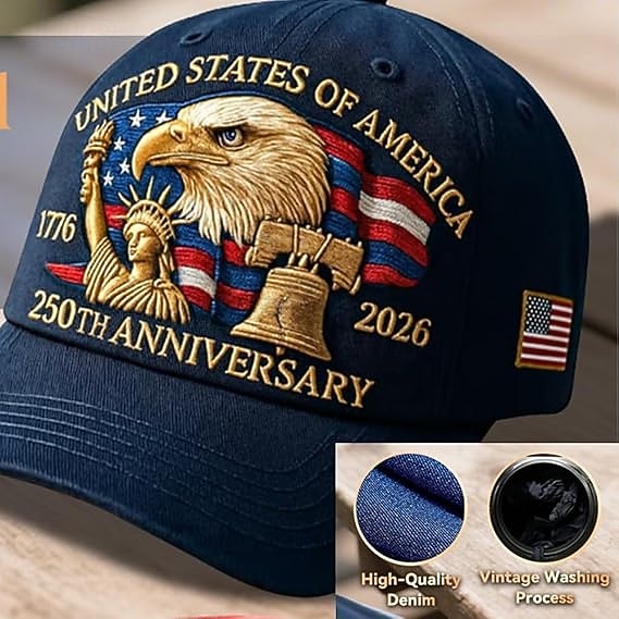 Klobouk k 250. výročí Spojených států s 2 kusy pamětních mincí digitálně potisknutý klobouk Hlava orla a svoboda 250. výročí americké oslavy 4. července vlastenecký dárek semikvincenální 2026 - $31.99 –P3