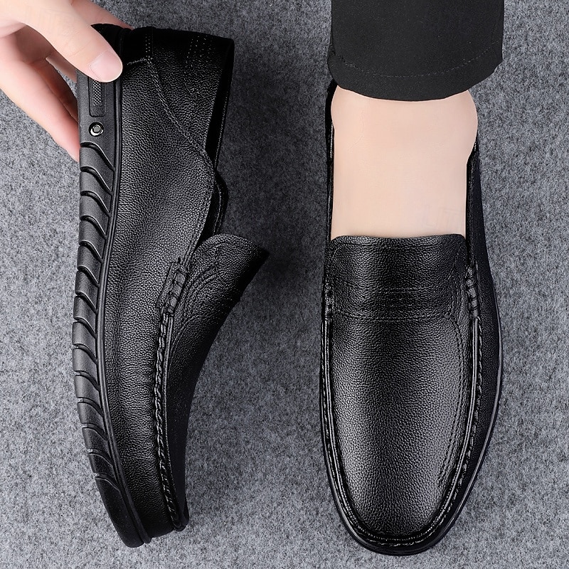 Men's White Moccasin Shoes, Genuine Faux Leather, Breathable Design, Classic Style, Comfortable for Casual Wear 2026 - $69.99 –P13