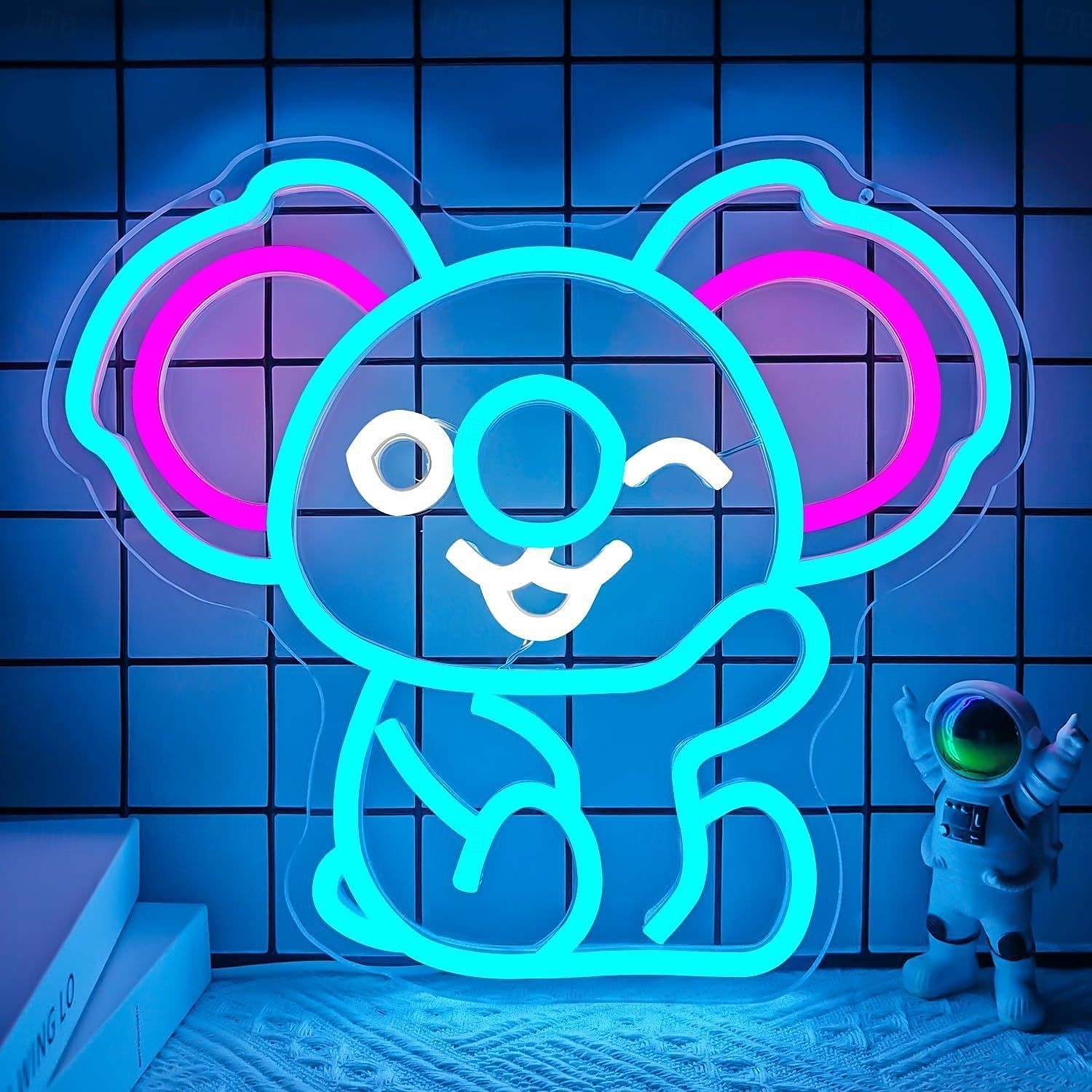 Neonový nápis se zvířaty, stmívatelné neonové nástěnné světlo napájené z USB do ložnice, obývacího pokoje, herny, dětského pokoje, pánské jeskyně, roztomilá liška kapybara koala neonová dekorace, 2026 - $35.99 –P8