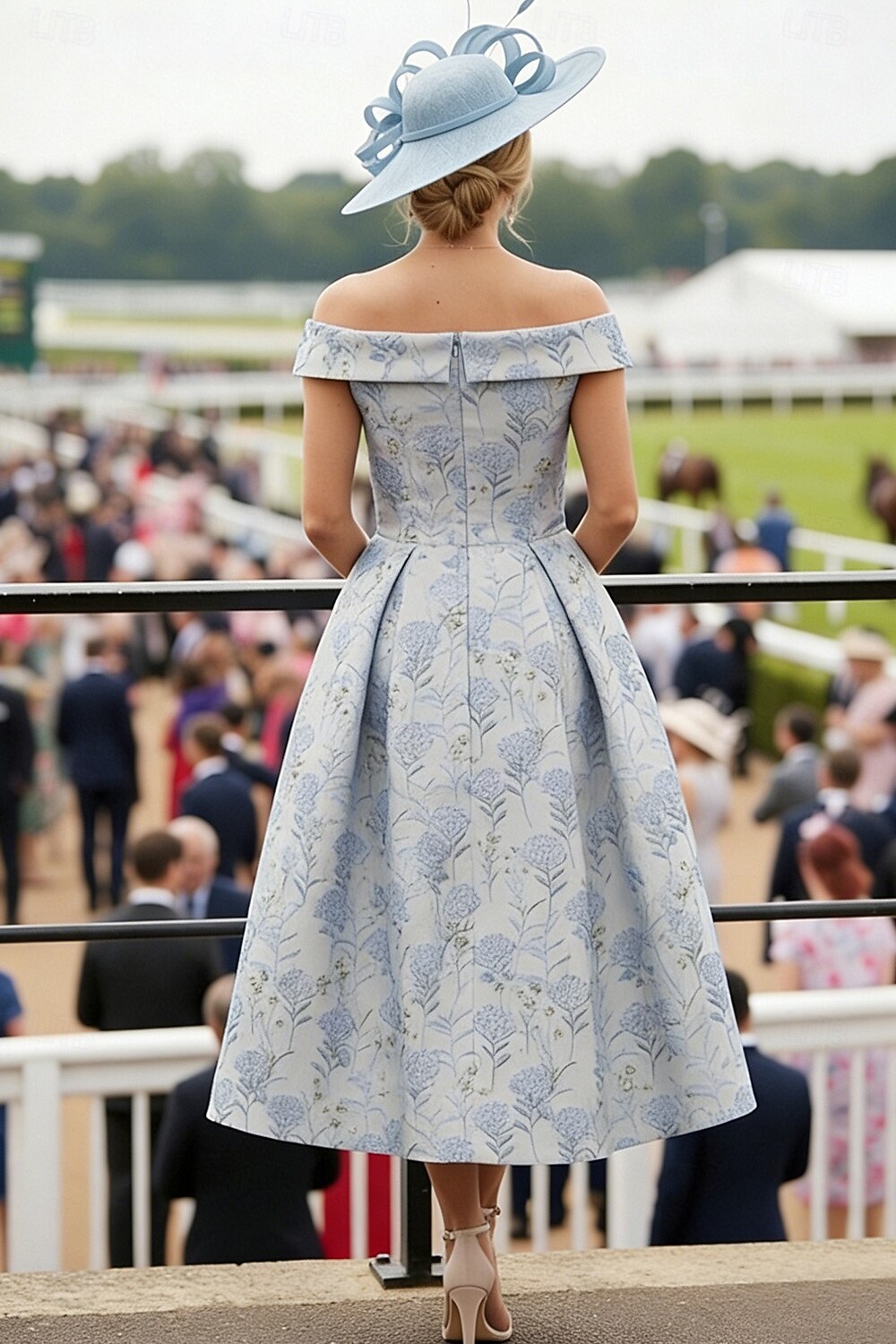 Linha A Até o Tornozelo Vestido de convidada de casamento Vestido formal Vestido de Derby Vestido Para Mãe dos Noivos Sem Manga Ombro a Ombro Elegante Vintage Formal Kentucky Derby Jacquard com Pregas de 2026 por $183.99 –P2