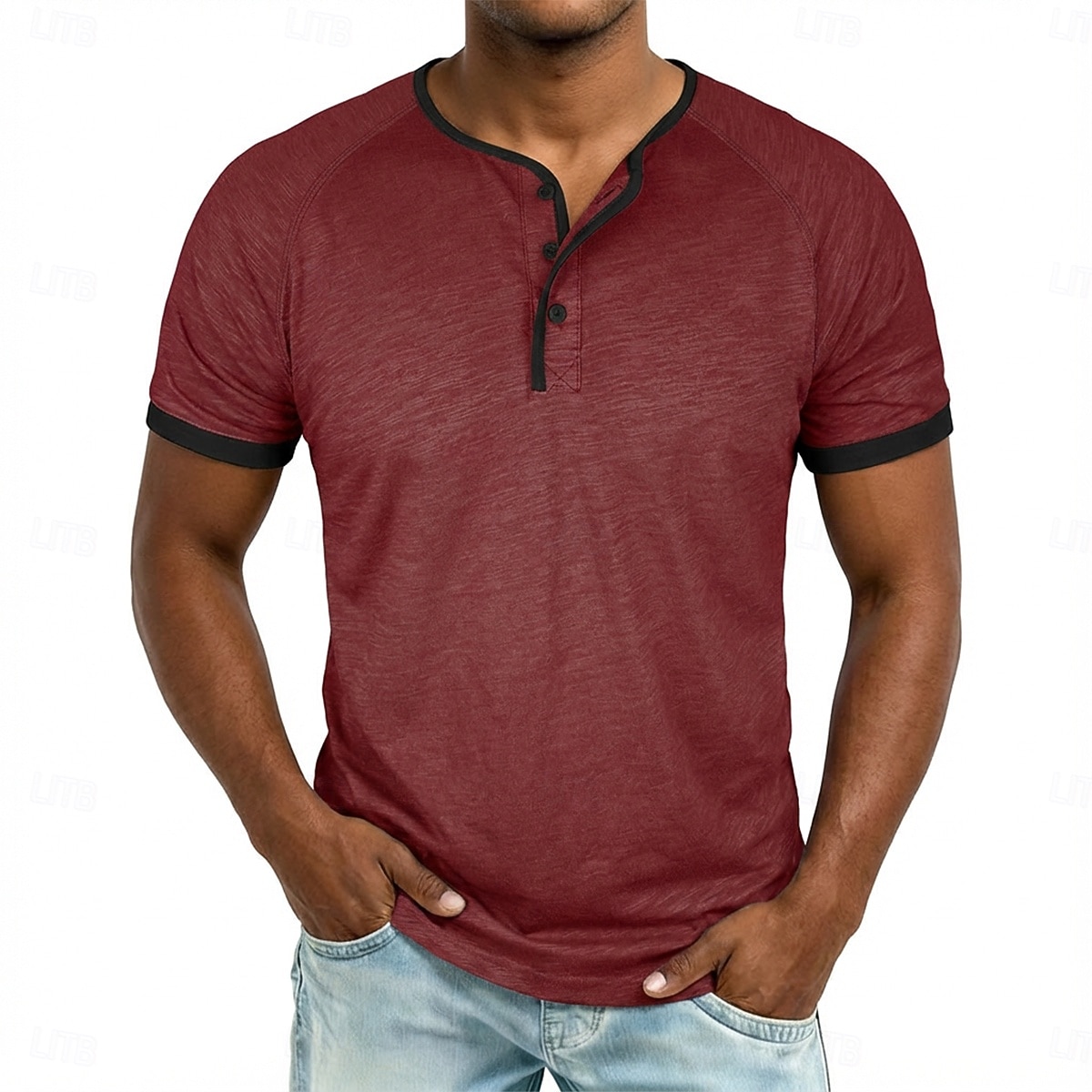 Homens Camisa Henley Camisetas Camiseta 100% algodão Manga Curta Côr Sólida Tecido Cor Única Moda Designer Casual Bloco de cor Botões Henley Casual Diário Ao ar livre Primavera Verão Verão Primavera de 2026 por $20.99 –P10