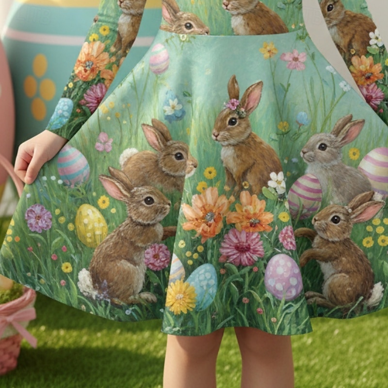 Pâques FILLE 3D Graphique Lapin Robe manche longue Impression 3D Printemps Automne Quotidien Vacances Soirée Occasionnel Princesse Beau Enfants 4-12 ans Robe Décontractée Robe trapèze Mi-long Coupe de 2026 ? $18.49 –P3