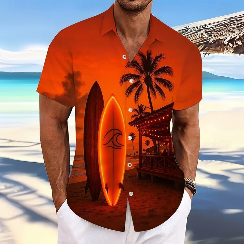 Hombre Árbol de coco Plantas tropicales Tablas de Surf camisa hawaiana Abotonar la camisa Manga Corta Hawaiano Casual Vacaciones Verano Primavera Cuello Vuelto Impresión 3D camisas con cuello Un 2026 - $25.99 –P1