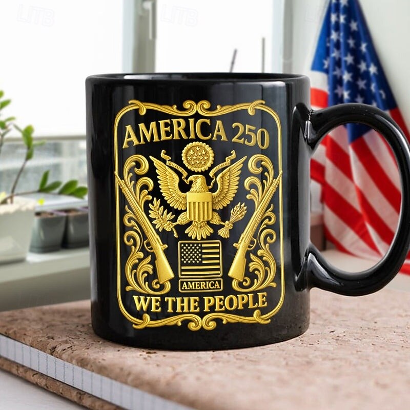 Krus til 250-årsjubileum i USA, keramisk kaffekrus til halvårsjubileum, 1776-2026 Amerika 250, uavhengighetsdagen 4. juli-gave til menn og kvinner, mikrobølgeovn &oppvaskmaskinsikker 2026 - $16.99 –P3