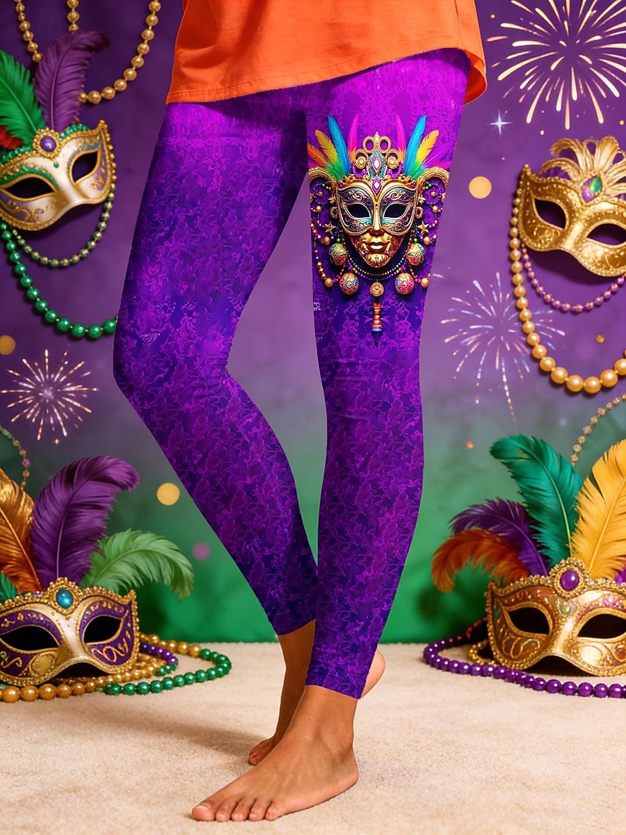 Dam Damasker Aktiv Semester Mode Fullängd Hög midjaPantsKarnival Grafisk Geometrisk Mönster Högt snitt Komfort Utomhus Bekväm Elastisk Semester Formell Gata Violett Svart Grön Sommar Vår Smal passform 2026 - $21.99 –P2