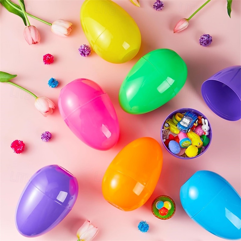18/30 Pcs Large Plastic Easter Eggs, 4.8 Inch Colorful Jumbo Fillable Eggs for Easter Egg Hunt, Easter Basket Stuffers, Basket Fillers, Party Favors, Classroom Prizes, Treat Candy Containers 2026 - $23.99 –P5
