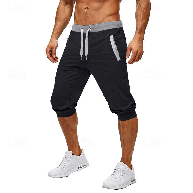 Pánské Aktivní šortky Capri kalhoty Tepláky Kraťasy Šňůrky Elastický pas Jednoduchý Bez vzoru Pohodlné Délka kolen Denní Venkovní Streetwear Sportovní Šik ven Černá Světle šedá Elastické 2026 - $13.49 –P3