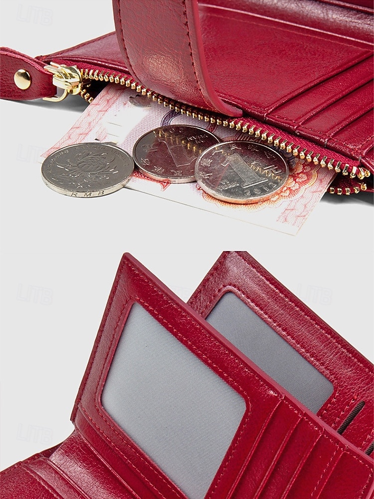 Женский кошелек из натуральной кожи с защитой от RFID, вместительный, на молнии, для нескольких карт, классический стиль, разноцветный, идеально подходит для повседневного использования, путешествий, покупок и в качестве подарка. 2026 - $19.99 –P9