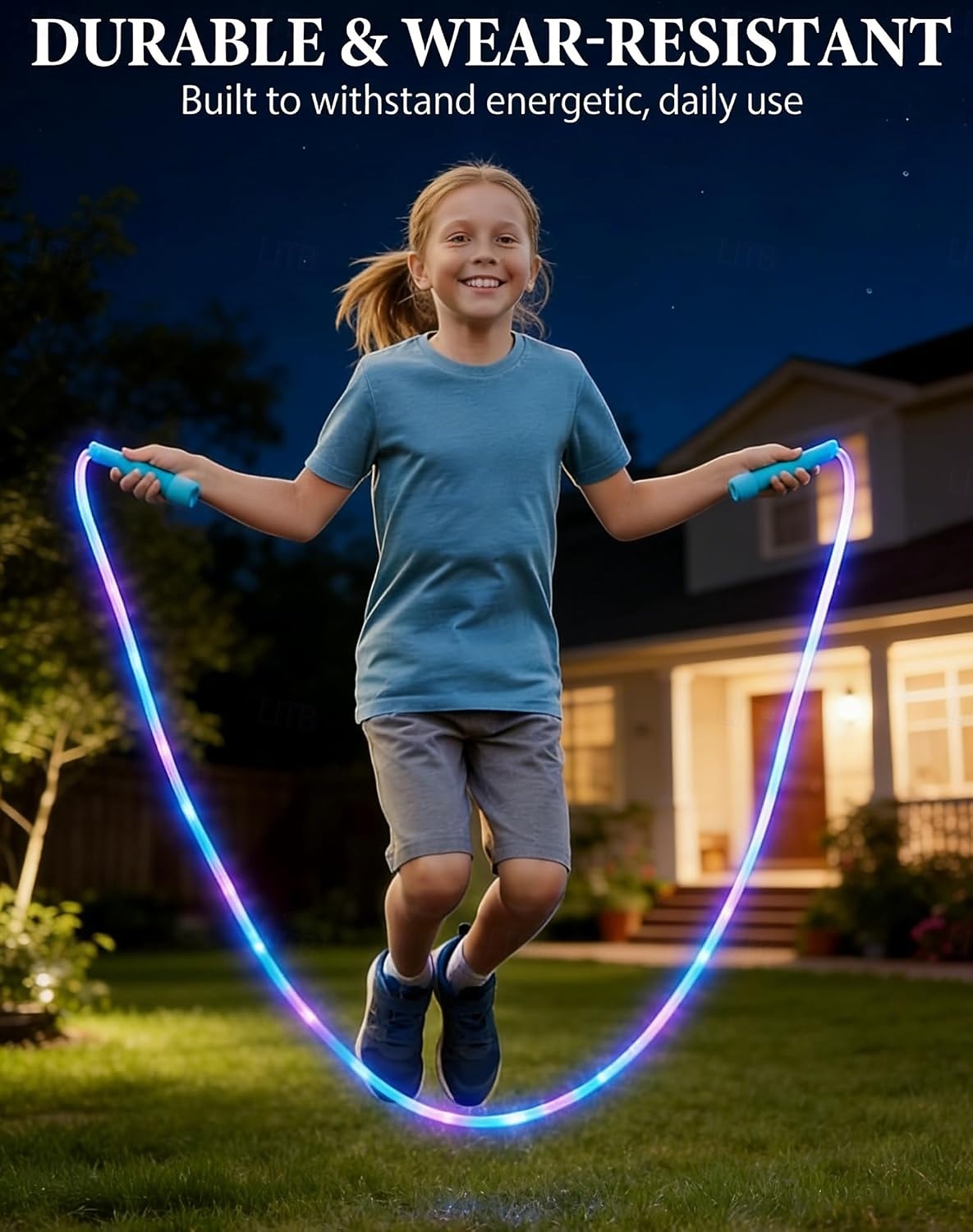 LED-es világító ugrókötél gyerekeknek, állítható hosszúságú világító ugrókötél, kusza mentes pvc ugrókötél színes világító ugrókötél beltéri kültéri fitnesz edzéshez éjszakai parti ajándékokhoz 2026 - $16.99 –P6