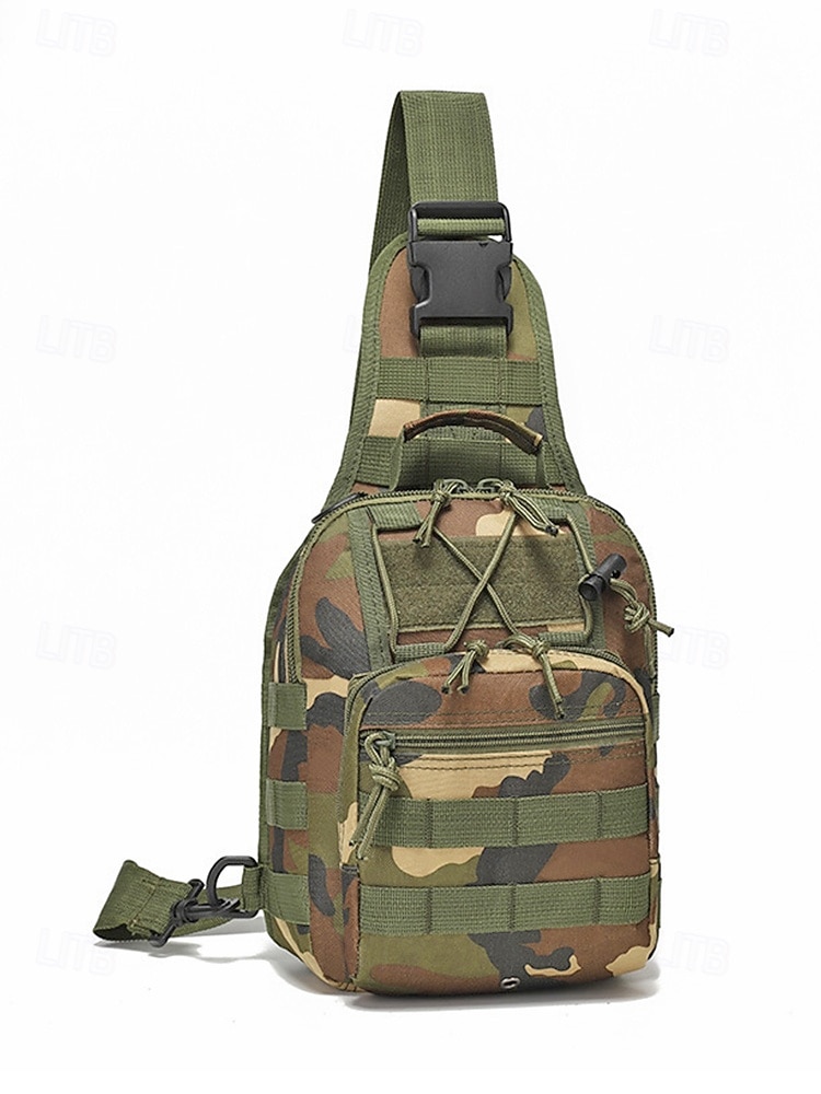 Herrkamouflage nylon axelremsväska bröstväska – flera fickor, stor kapacitet, hållbar design för utomhussporter, vandring, camping och resor 2026 - $18.99 –P12