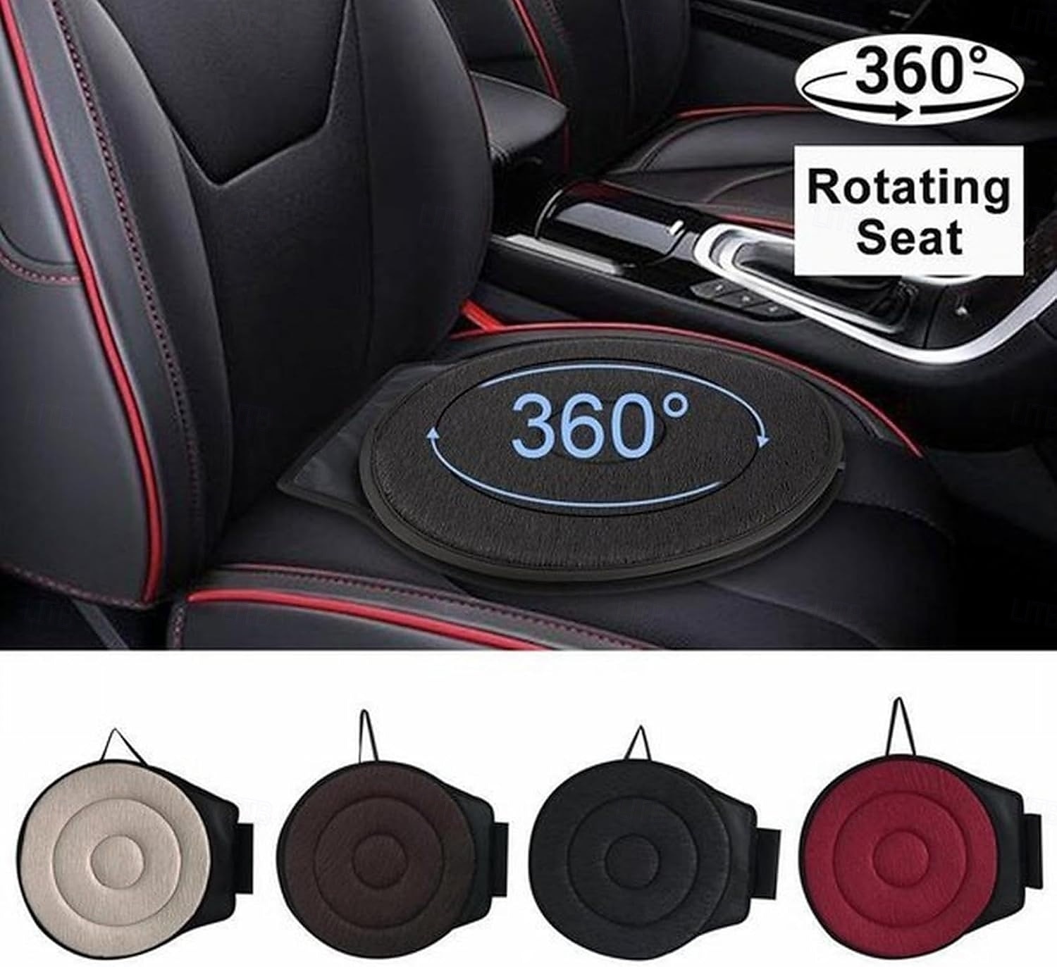 360 astetta kääntyvä auton istuintyyny, jossa on pehmeä polyesterineulottu kangas, kevyt ja kannettava muotoilu, tarjoaa mukavaa tukea kaikkina vuodenaikoina ajoneuvossasi ja mahdollistaa helpon 2026 - $21.99 –P1