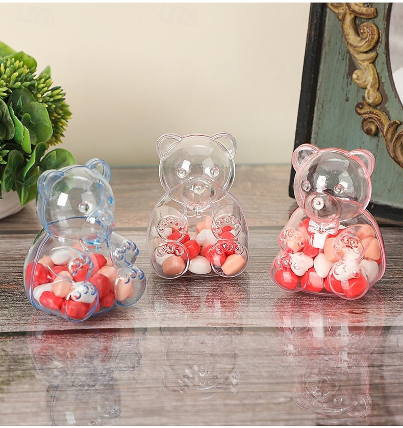 12 st söta björnformade godisaskar, genomskinliga fyllbara ornament, godisbehållare godsaksaskar, bröllopspresentaskar förvaringsbehållare godisburkar, för brudshower bröllop alla hjärtans dag 2026 - $22.99 –P5