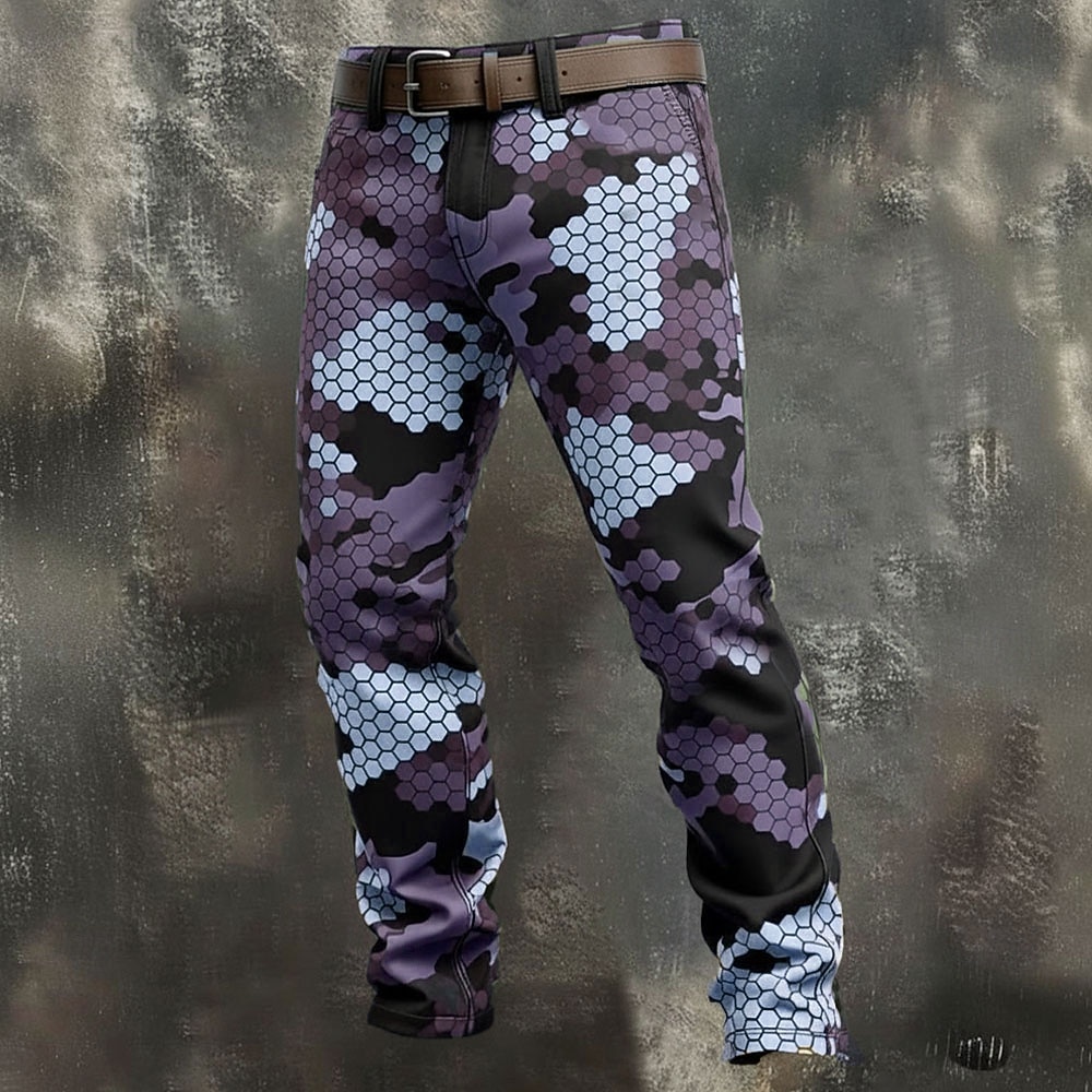 Voor heren Geometrisch camouflage Camouflage Kleur Broek Pakken Kostuumbroek Medium Taille Casual Buiten Vakantie Slim Fit Broek met Zakken Lente Herfst 3D-afdrukken Paars Groen Leger Groen 2026 - $31.99 –P3