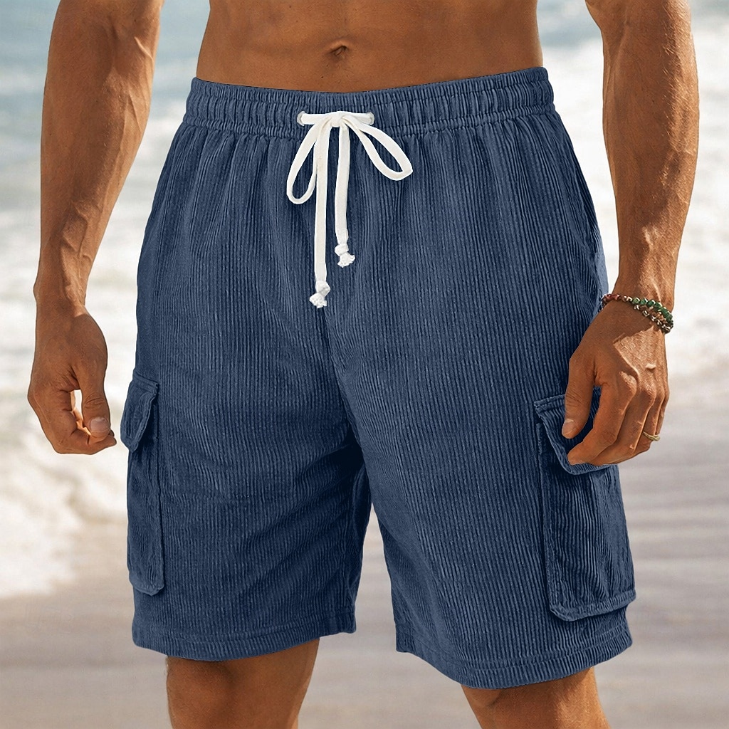 Per uomo Shorts Pantaloncini casual Pantaloncini di velluto a coste Tasca Elastico in vita Semplice Comodità Traspirante Corto All'aperto Vacanza Abbigliamento quotidiano Moda Streetwear Blu Nero del 2026 a $11.49 –P10