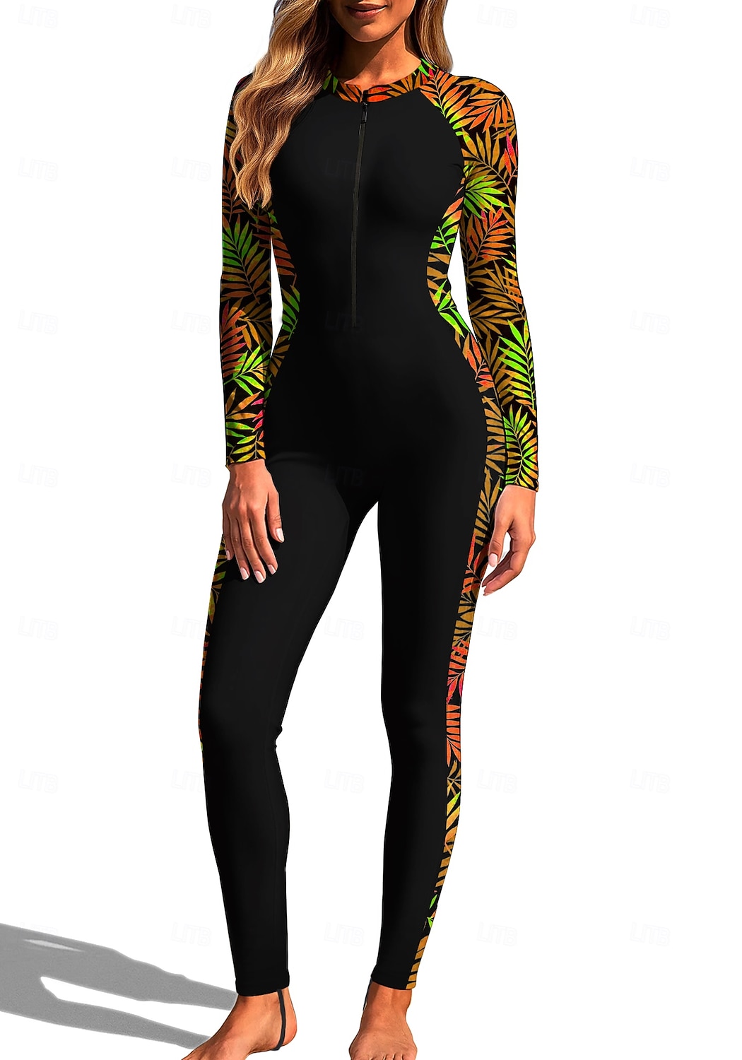 Damen Standard Anti UV Shirt Ganzkörper-Rashguard Einteiliger Surfanzug Blumenmuster Tropisch Reißverschluss mit integriertem BH Frontreißverschluss UV-Sonnenschutz vollständige Bedeckung UPF50+ 2026 - $49.99 –P12