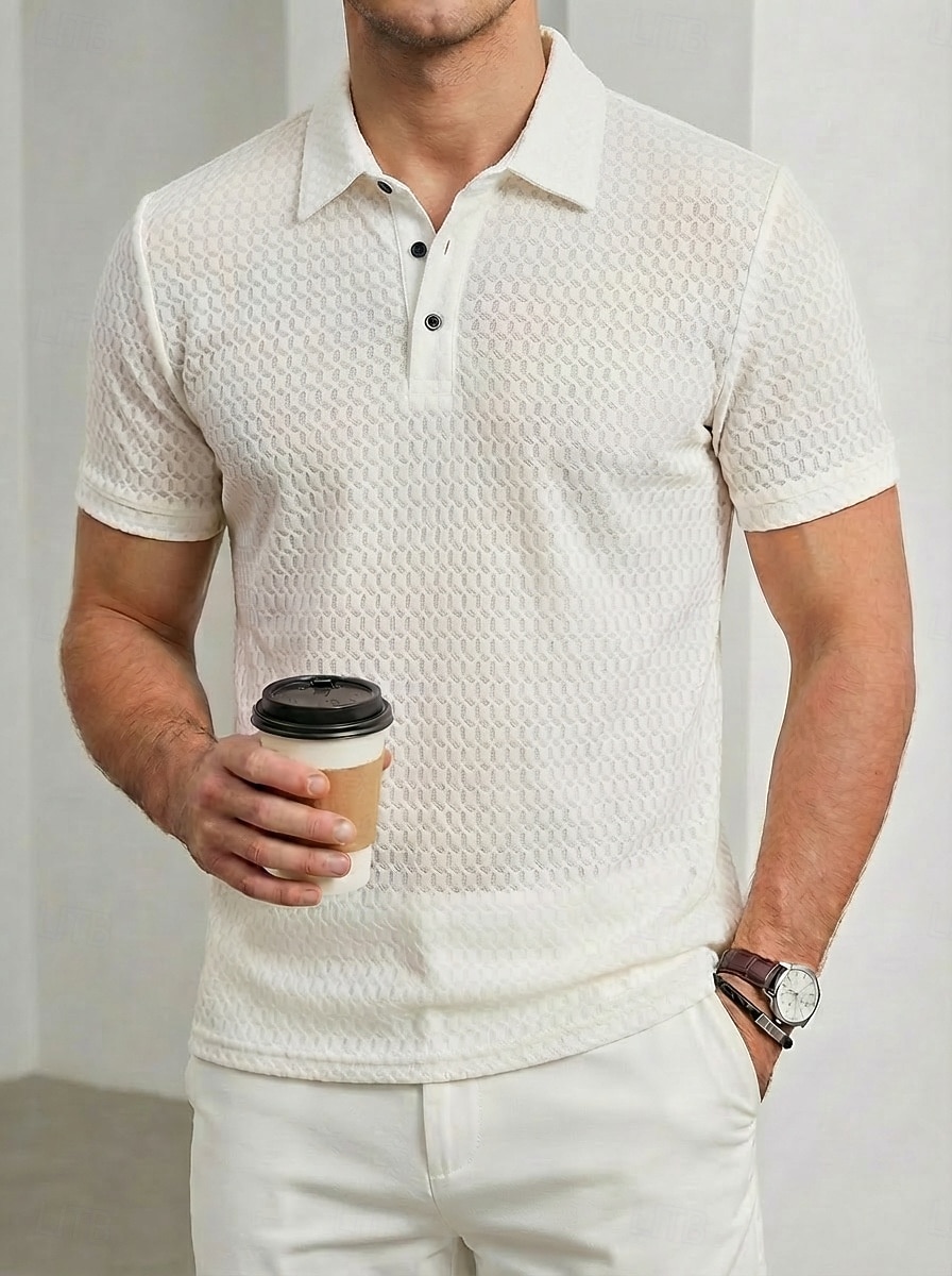 Per uomo Polo a maglia intrecciata Polo da Golf Casuale Affari Bavero Colletto Polo a Coste Manica Corta Essenziale Moderno Blocco di colori Testurizzato Jacquard Bottoni Primavera Primavera & Estate del 2026 a $20.99 –P8