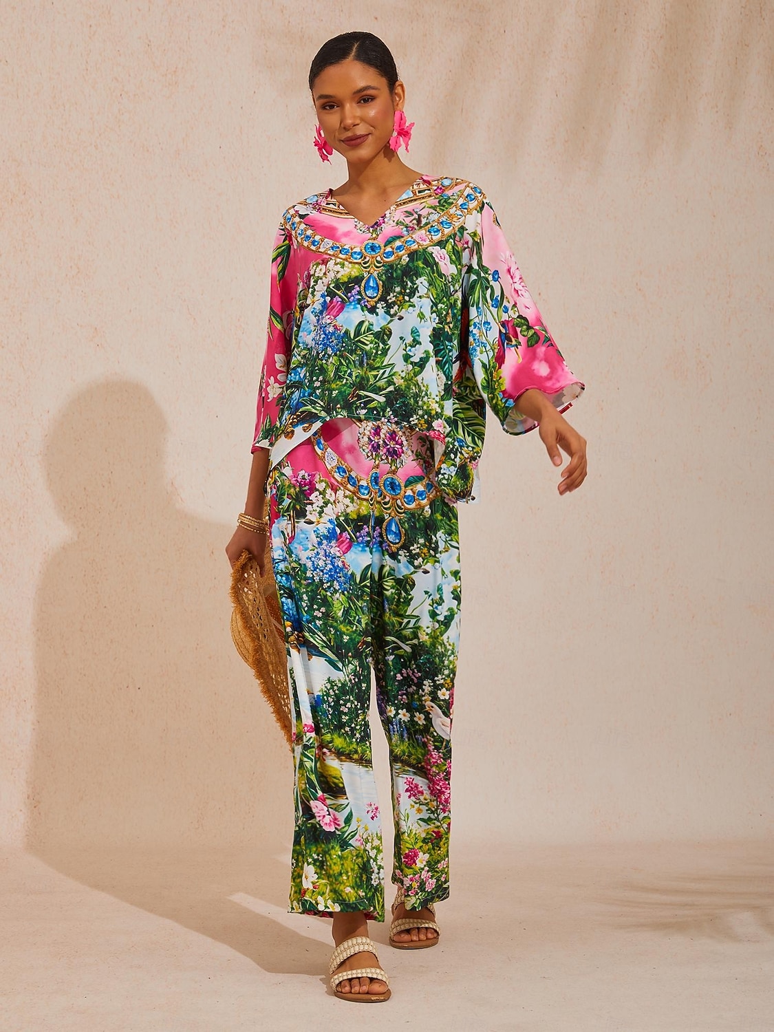 Pink Jungle Party Silky Satin Diamond Top 2026 - $56.99 –P9