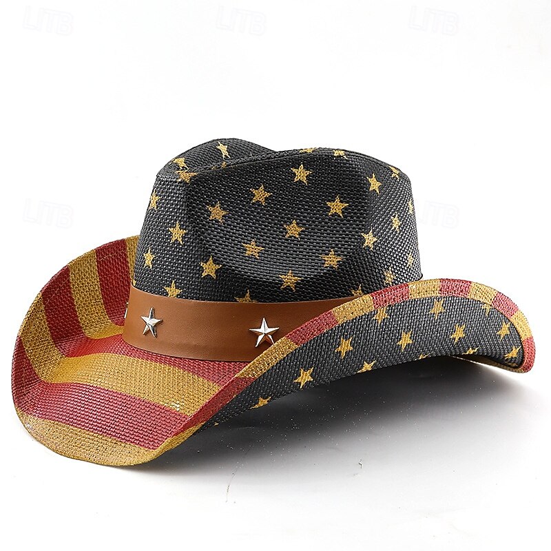 250. výročí USA Retro Divoký západ Kovbojský klobouk Cowgirl Klobouk Kovbojka Kovbojské Západní kovboj Maškarní kostým Unisex Plesová maškaráda 4.července Párty Den nezávislosti Dospělé Klobouk 2026 - $26.99 –P1