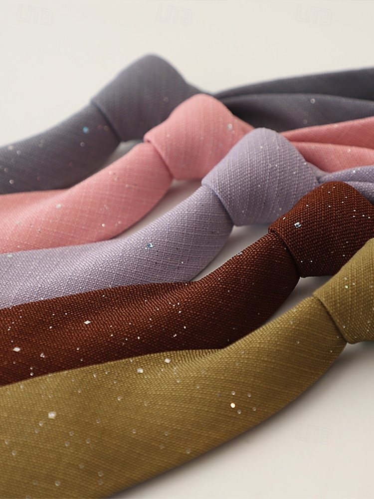 Мужской галстук из полиэстера с эффектом мерцания – в нескольких цветах, элегантный для свадеб и ужинов, однотонный с легким мерцающим эффектом. 2026 - $11.99 –P5