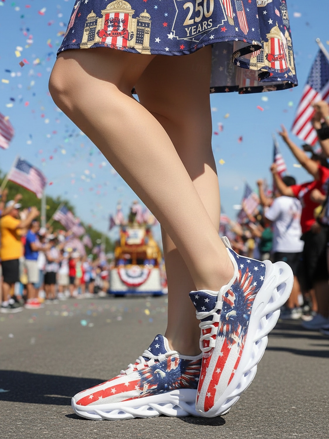 Tenisówki damskie z wydrukiem flagi USA i orła na 250-lecie Stanów Zjednoczonych z motywem fajerwerków patriotyczne buty na Dzień Niepodległości parady festiwale wydarzenia sportowe i codzienne 2026 - $32.99 –P6