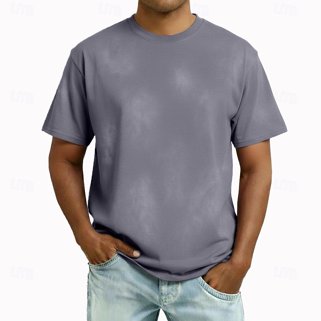 Men's T Shirt 100% Cotton Acid Wash Shirt Tee Top Short Sleeves Crew Neck Summer Spring Plain Fashion Designer Basic Garment Dyed Plain Vacation Street Going out Blue Black Pink Top Tee for Men 2026 - $32.99 –P7