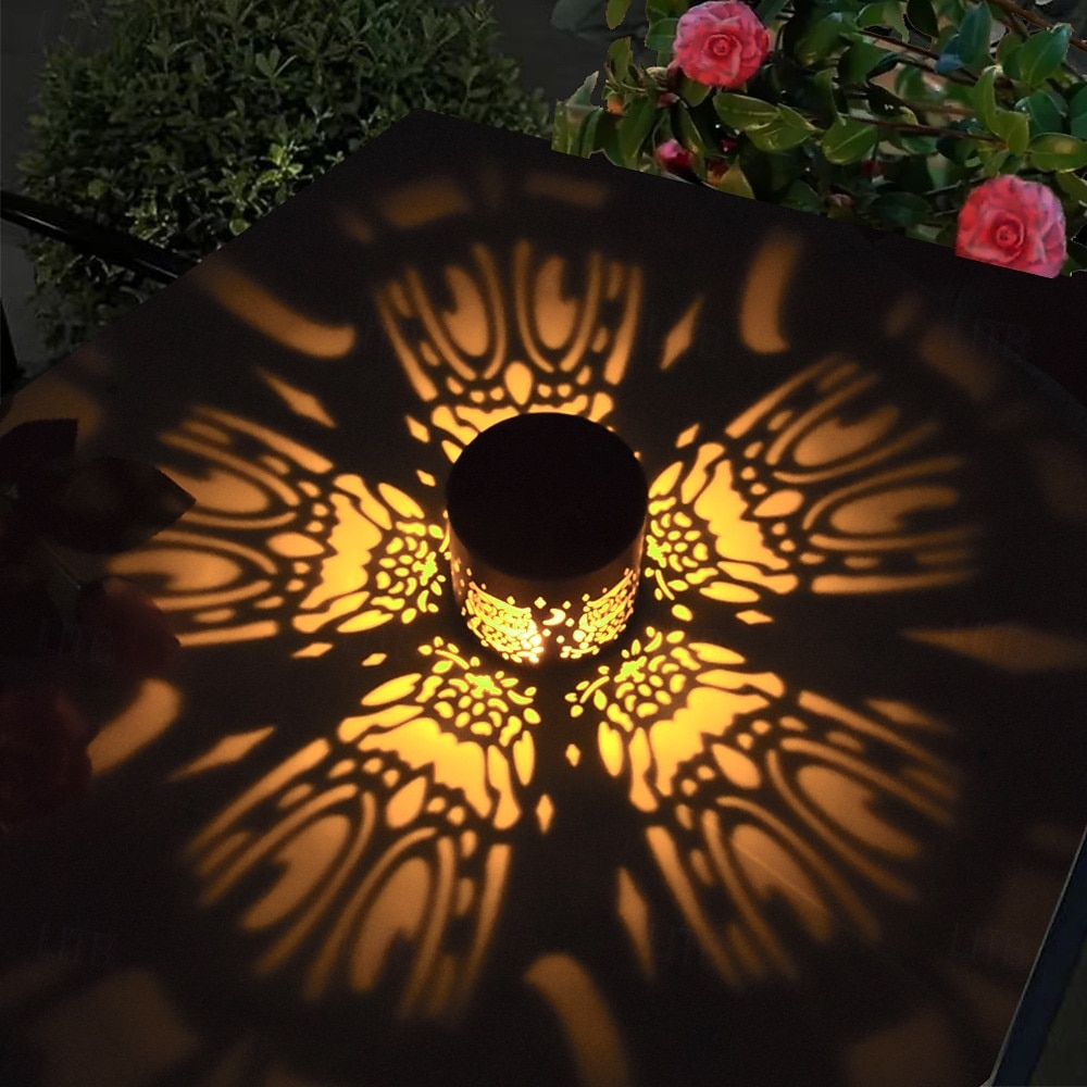 Conjunto de 2 luminárias solares de parede com projeção em metal vazado, com design mandala, classificação IP44 de resistência à água, luz branca quente, ideais para jardim, pátio, cerca, caminho, de 2026 por $29.99 –P9