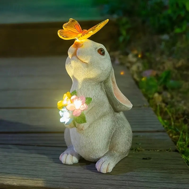 Outdoor Solar Cat & Bunny Decorative Lights, Waterproof Resin Figurine Lamps, Garden, Yard, Pathway Lighting, Easter Holiday Decor, Landscape Accent Lights for Lawn, Outdoor Decoration 2026 - $28.99 –P10