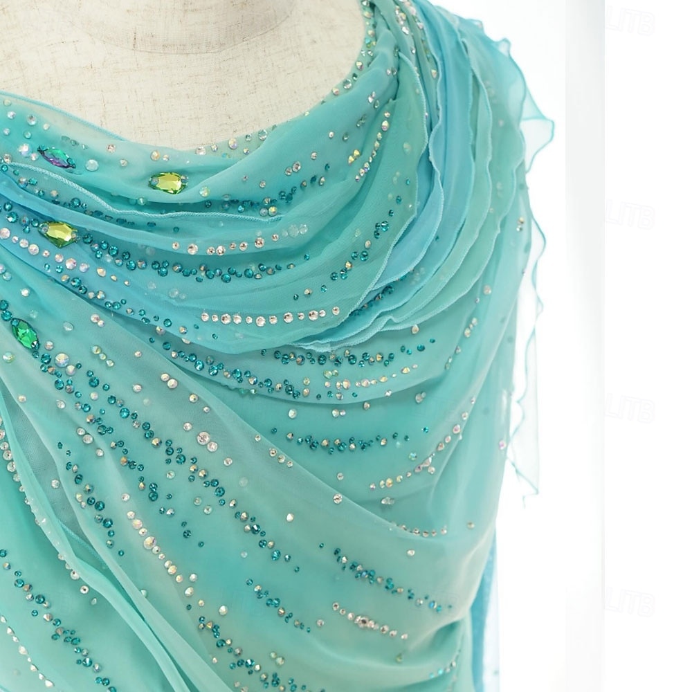 توب للتزلج الفني على الجليد رجالي للصبيان تزلج على الجليد كنزات أخضر بقع سباندكس شبكة عالية المرونة التدريب منافسة ملابس التزلج كلاسيكي الكريستال / حجر الراين كم طويل 2026 - $332.29 –P3