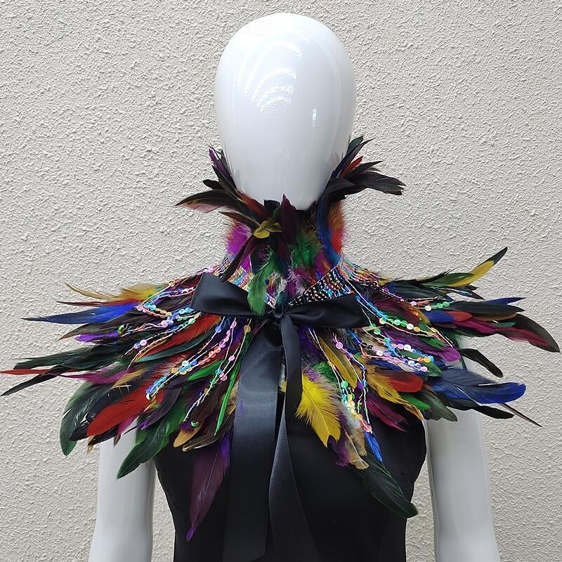 Καρναβάλι 2026 Ρίο Καρναβάλι Σαμπά Αξεσουάρ Γυναικείου Ουράνιου Φτερού Κάπα με Σειρές Παγιέτας Πολύχρωμο Φτερό Ώμου Σα Shawl με Κορδέλα Δεσίματος Κοστούμι Επίδειξης Φεστιβάλ Βραζιλίας 2026 - $22.99 –P1