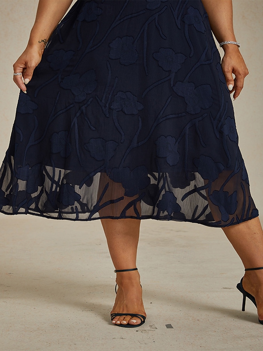 Femmes Robe Midi Robe en Chiffon Robe trapèze Élégant Manche flottante Quotidien Plage robe demoiselle d honneur À lacets Coupe régulière Fleuri Demi Manches Col ras du cou bleu marine de 2026 ? $98.99 –P3