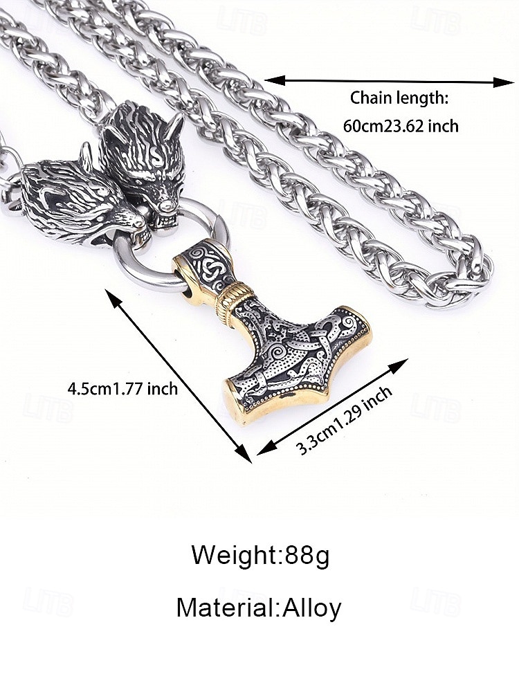 Мужской кулон в стиле викингов, изготовленный из сплава, с изображением головы волка и молота Тора, уникальное скандинавское украшение для повседневной носки и вечеринок. 2026 - $9.99 –P8