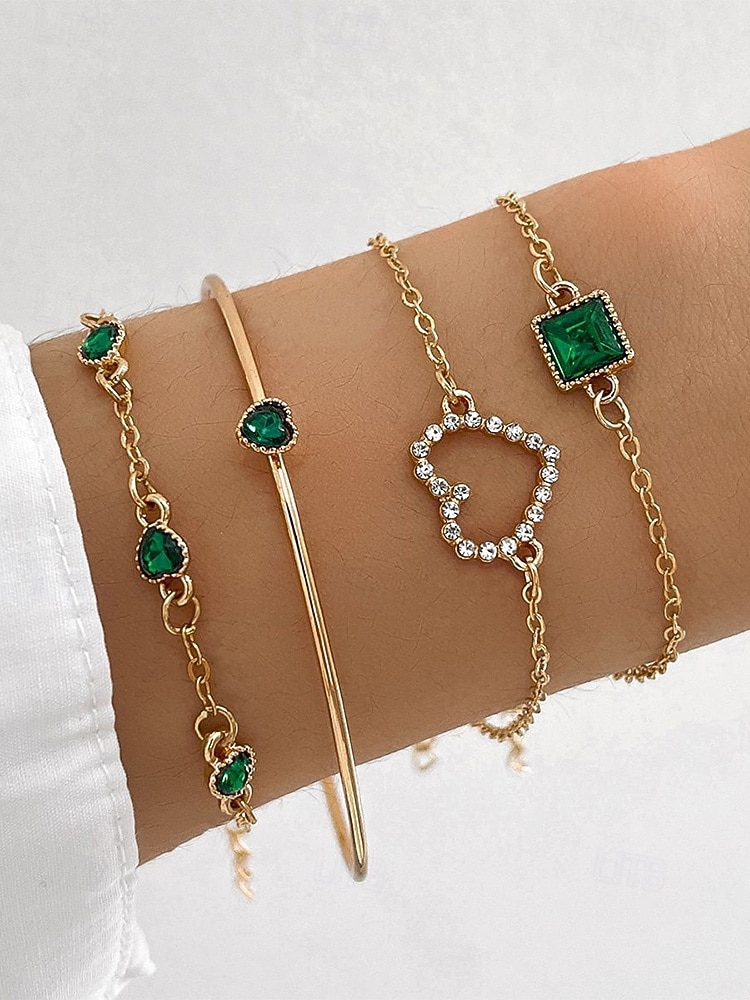 Zestaw bransoletek z zawieszkami w kształcie serca dla kobiet, wielokolorowe bransoletki ze stopu z kryształkami, elegancka i romantyczna biżuteria dla kobiet, idealna na walentynki, na co dzień, na randkę i do codziennych stylizacji 2026 - $9.99 –P2