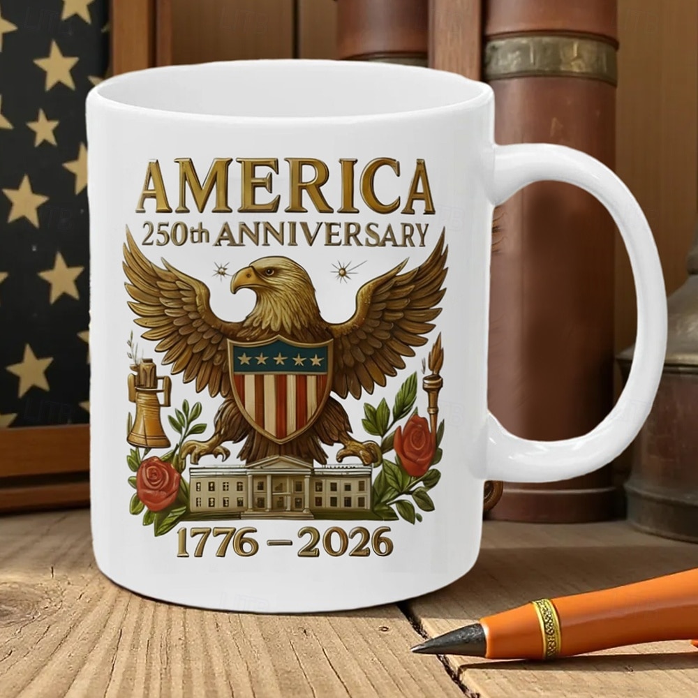 Spojené státy americké 250. výročí hrnek vlastenecký dárek polopětinsté výročí keramický hrnek na kávu 17762026 Amerika 250 Den nezávislosti dárek pro muže a ženy do mikrovlnné trouby &vhodné do myčky 2026 - $16.99 –P1