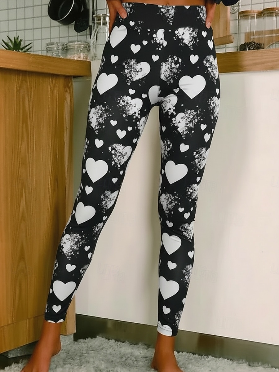 Dames Leggings Gezellige leggings Vakantie Casual Volledige lengte Hoge taillePantsValentijnsdag Hart Grafisch Opdrukken Comfort Comfortabel Rekbaar Casual Dagelijks Vakantie Wit Blozend Roze Rood 2026 - $20.99 –P5
