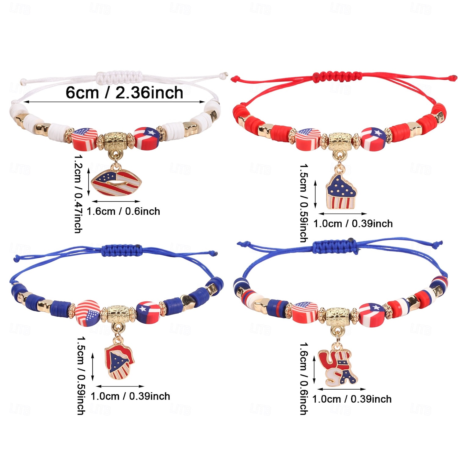 Yhdysvaltojen 250-vuotisjuhla Bracelet Vapaa-aika Aikuisten Sukupuolineutraali Itsenäisyyspäivä 4. heinäkuuta Juhla Suoritus Pukeudu 2026 - $12.49 –P10