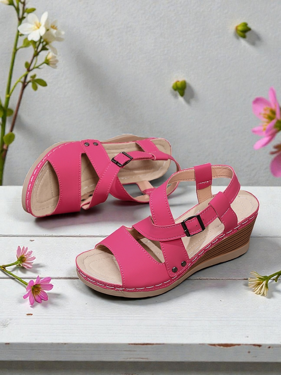 damerosa kilehælsandaler – justerbar stropp, støttende platåsko for turgåing, hageturer, reiser og daglig bruk 2026 - $26.99 –P2