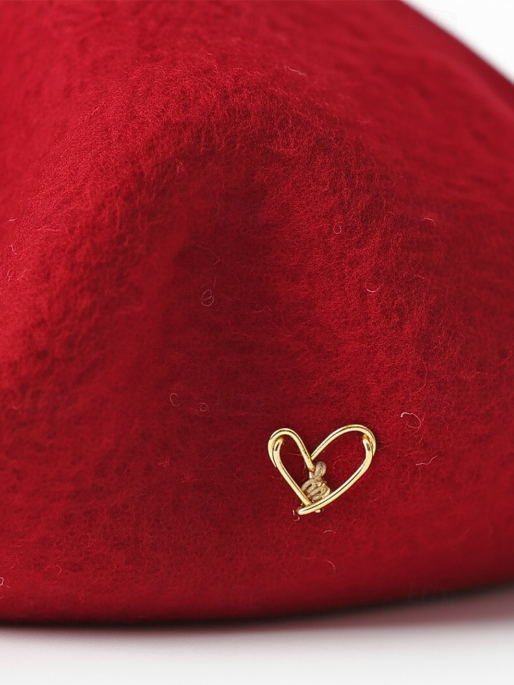 damski beret w kształcie serca, wykonany z imitacji wełny, dostępny w wielu kolorach, idealny na prezent walentynkowy i do noszenia na co dzień 2026 - $14.99 –P9