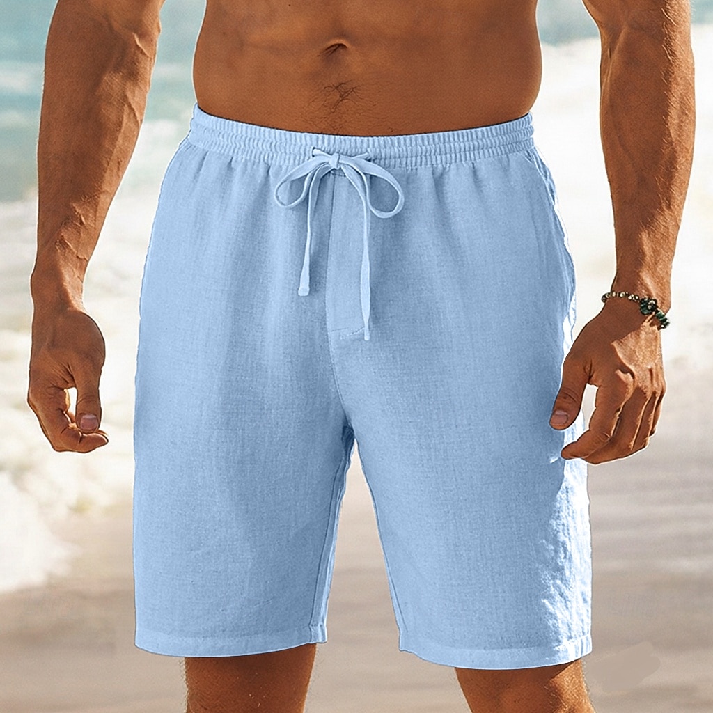 Men's Shorts Summer Shorts Beach Shorts Baggy Shorts Drawstring Elastic Waist Straight Leg Plain Comfort Breathable Short Casual Daily Outdoor Classic Style Retro Vintage Black White Inelastic 2026 - $18.99 –P1