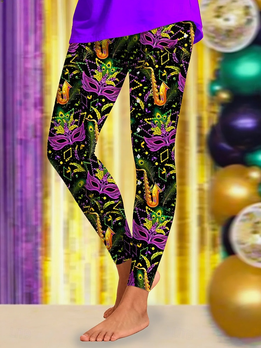 Damen Leggings Aktiv Urlaub Mode Volle Länge Hohe TaillePantsKarnival Grafik Abstrakt Druck Hoher Schnitt Komfort Außenbereich Bequem Dehnbar Festival Schwarz Weiß Purpur Sommer Frühling Schmale 2026 - $21.99 –P1