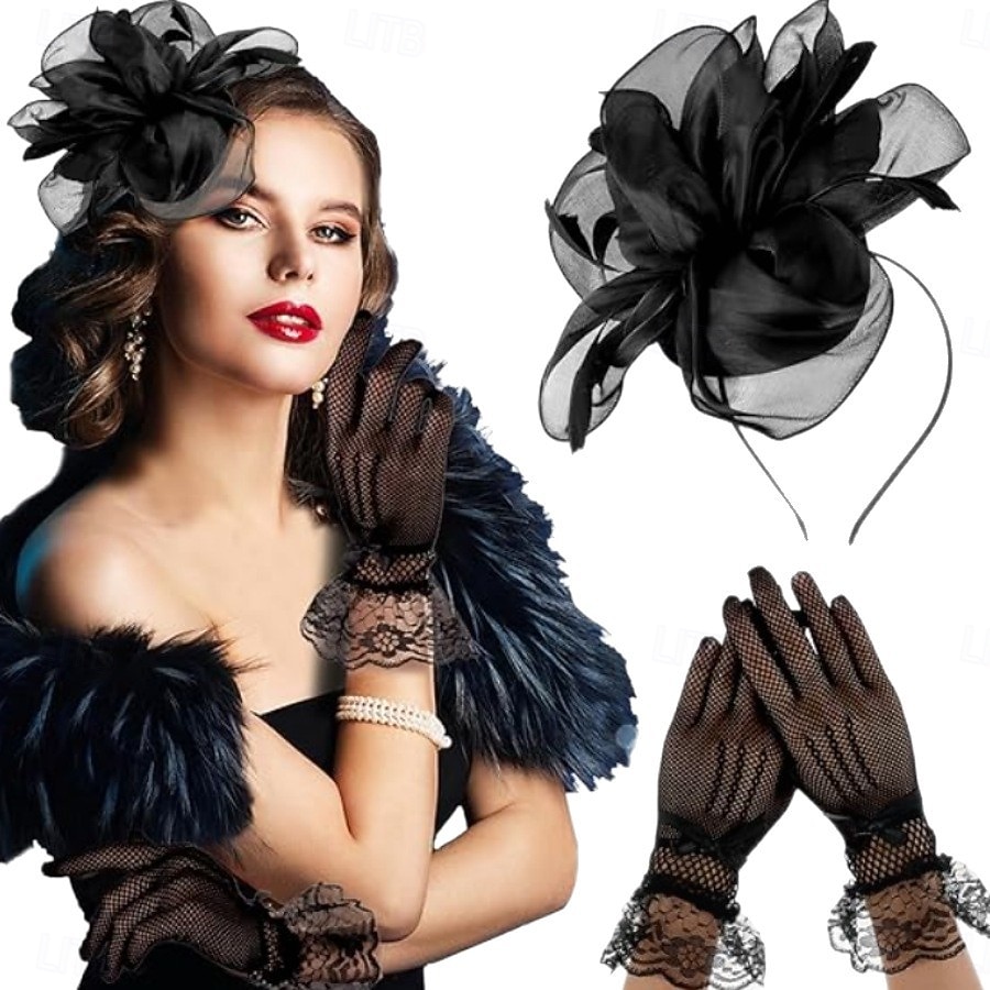 Rękawiczki Kapelusznik Fascinatora Fascynator Dama Strój na bal maskowy Damskie Bal maskowy Impreza Ascot Festiwal Wyścigów Konnych Dla dorosłych Nakrycie głowy Rękawiczki 2026 - $18.99 –P2
