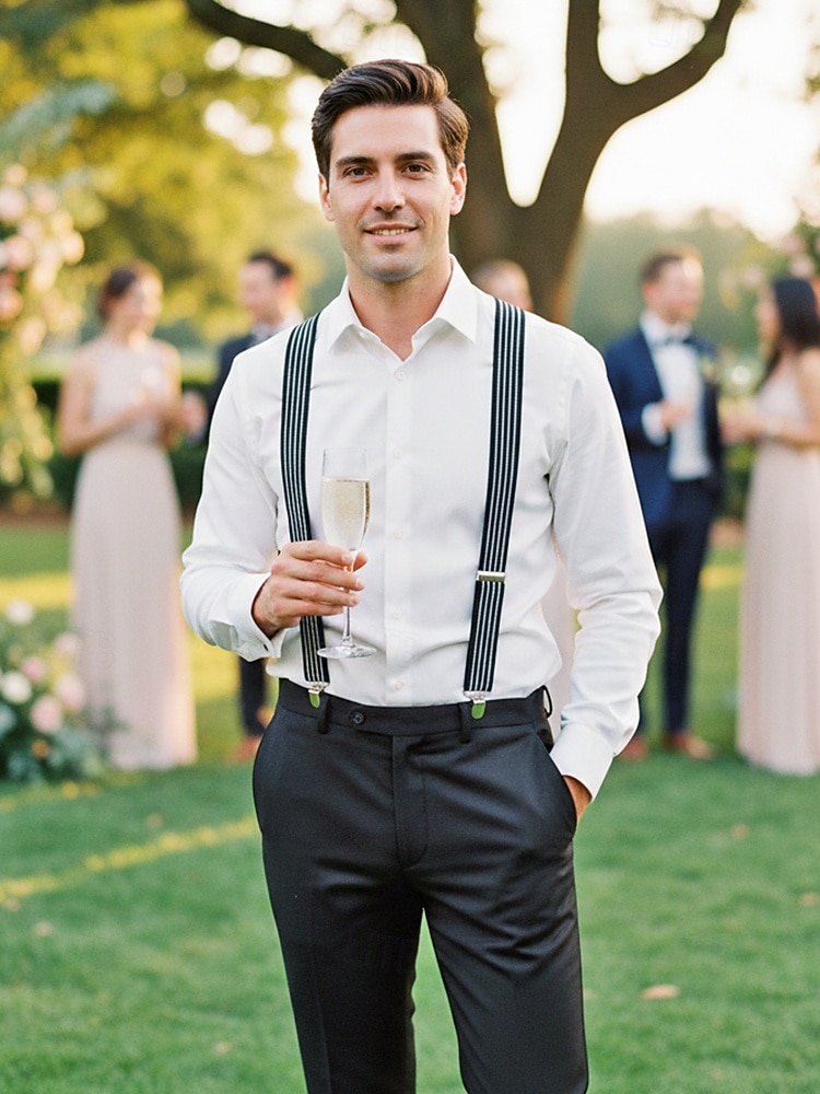 Регулируемые эластичные подтяжки для брюк, эластичные полиэстеровые Y-образные подтяжки, различные цвета, классический формальный стиль, идеально подходят для свадеб, Дня святого Валентина, вечеринок и повседневной носки. 2026 - $9.99 –P2