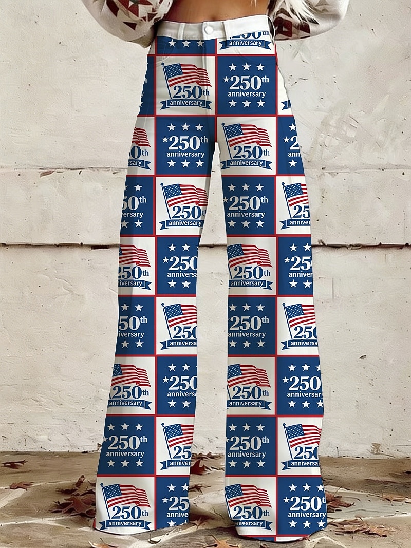 250th Anniversary USA Retro Vintage 1970s Pants Wide Legged Pants Hippie Disco High Waist Fancy Dress Women's Masquerade 4th of July Independence Day Adults' Pants 2026 - $32.99 –P3