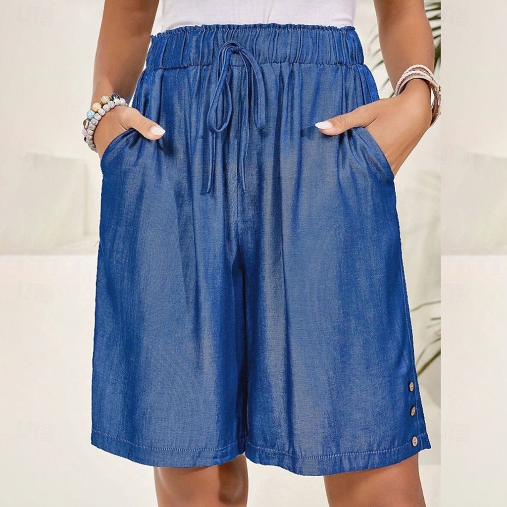 Per donna Bermuda Shorts Pantaloncini Estivi Shorts da Spiaggia Vacanza Moda Casual Quotidiano Lunghezza al ginocchio Vita Alta Coulisse Tasca Elastico in vita Comodità Asciugatura Rapida Morbido del 2026 a $24.99 –P1