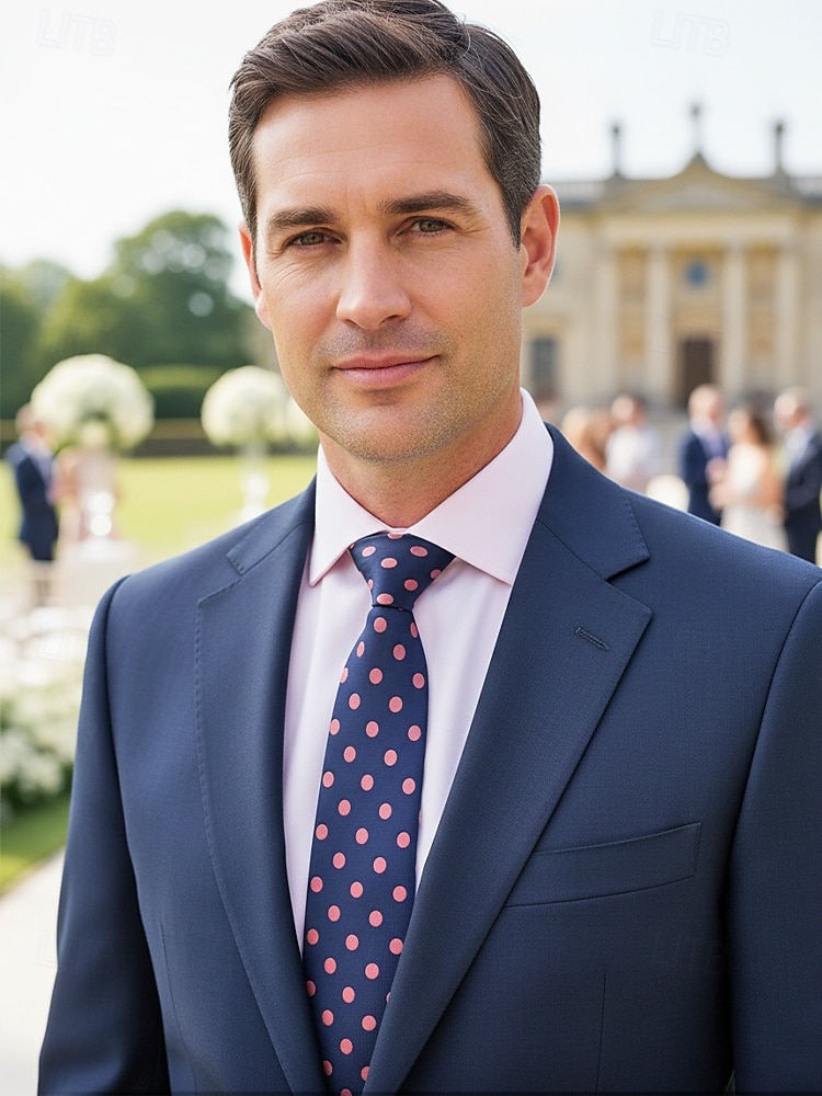 Men's Polyester Polka Dot Necktie, Multi-Color Classic Dot Pattern Tie, Elegant Slim Style for Groomsmen, Weddings, Formal Dinners, Banquets & Business Events 2026 - $11.99 –P3