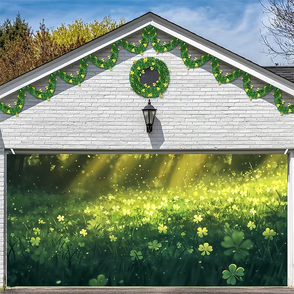 Ziua St. Patrick tapiserie Capac ușă de garaj Agățat mare Trifoi Drăguţ #D Petrecere Exterior Nuntă Fundaluri de fotografiere Curte Decorațiuni interioare 2026 - $49.99 –P8
