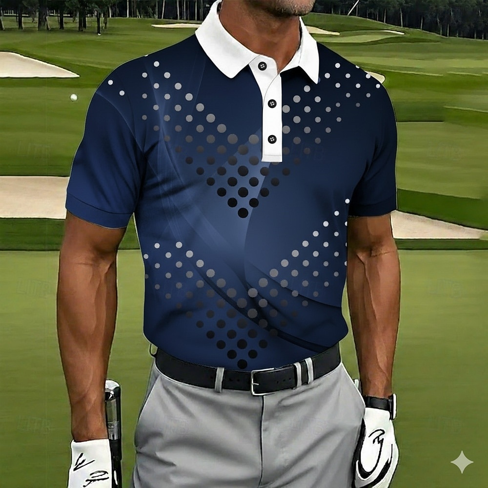 Homens Geométrico Golf Camisas Polo Esportivas Camisas polo Camisas de colarinho Casual Roupa Esportiva Botões Verão Primavera Azul Preto Roxo de 2026 por $21.99 –P2