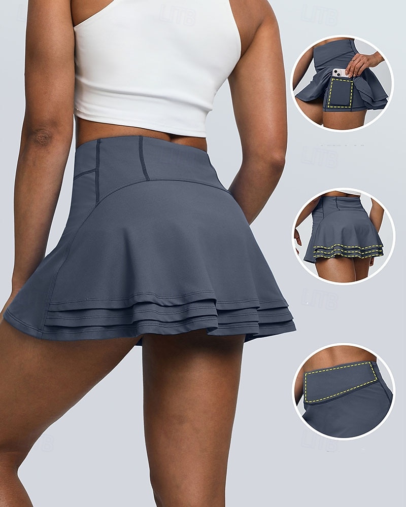 Women's Solid Colored Casual Skirt Tennis Skirts Tennis Dress Sport Skirt Ruched Elastic Waist Breathable Tennis Running Fitness Skirt Dark Grey Black White Tennis Clothing 2026 - $30.99 –P1