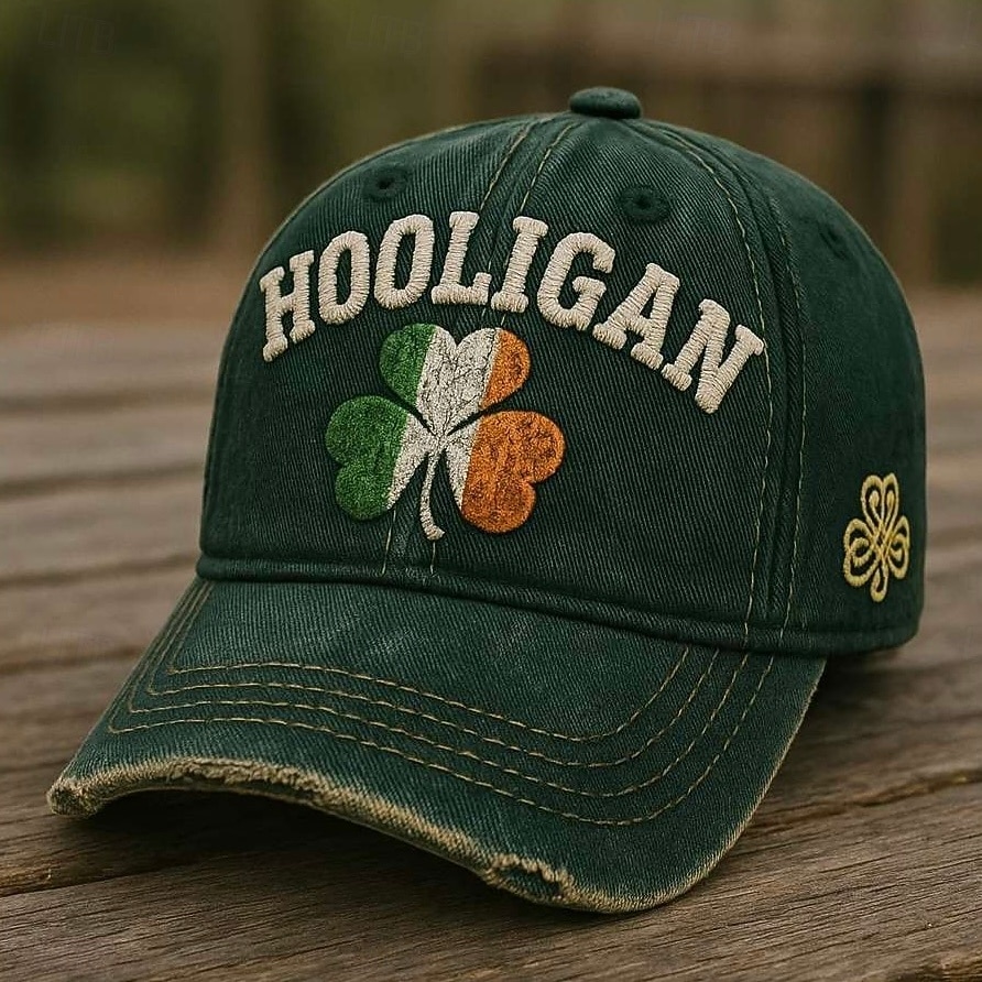 St. Patrick's Day Hooligan Embroidered Cap Ireland Shamrock Hat, Hooligan Clover Design, Adjustable Irish Symbol Sports Hat for Men and Women 2026 - $19.99 –P1