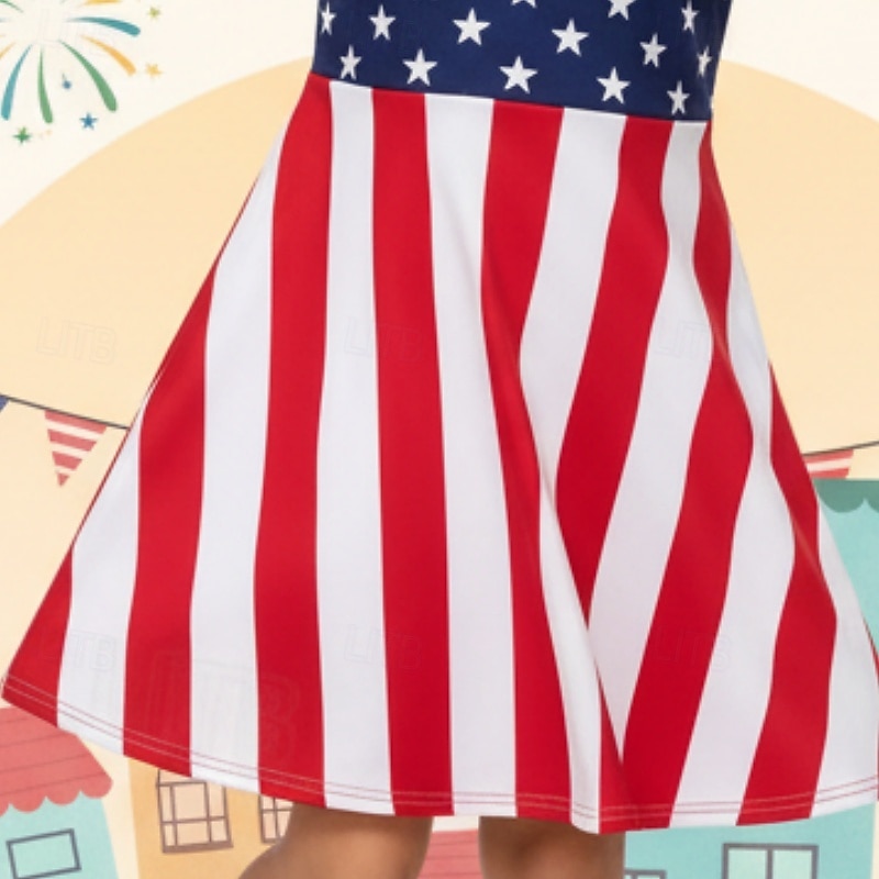 ragazze' 3D Grafico A righe Stelle Abito Manica Corta Stampa 3D Estate Primavera Quotidiano Vacanza Feste Carino Essenziale Casual Bambini 4-12 Anni Vestito Casual Abito a trapezio Lunghezza al del 2026 a $17.49 –P2